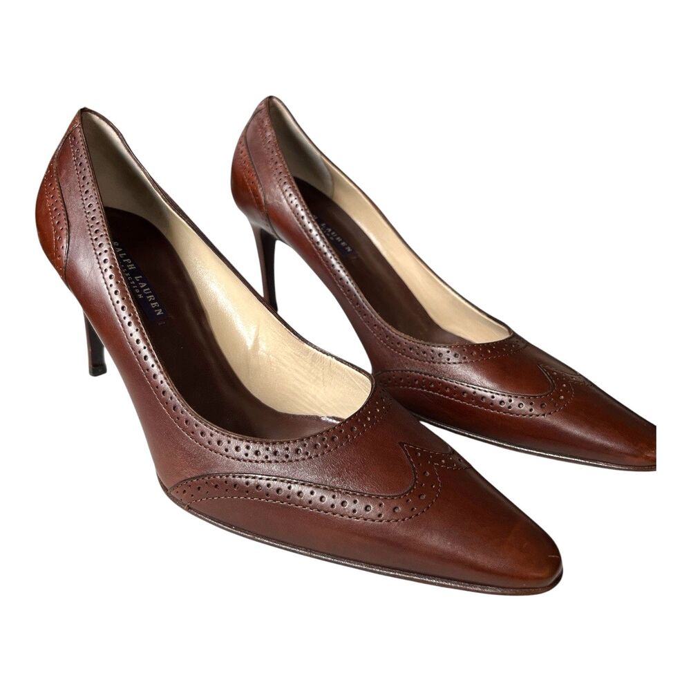 Ralph Lauren Collection Purple Label Womens Pump Deep Saddle Tan Size 9-1/2 B